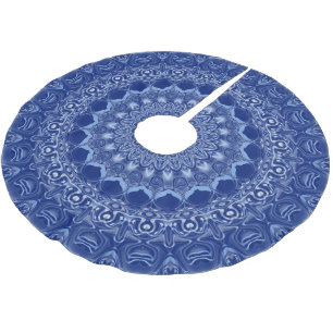 Jupon De Sapin En Polyester Brossé Médaillon de fleurs en bleu foncé et blanc