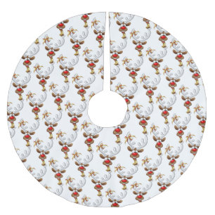 Jupon De Sapin En Polyester Brossé Mème de Noël drôle de renne qui regarde par-dessus