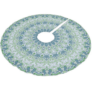 Jupon De Sapin En Polyester Brossé Mer Vert et Bleu Côte Motif Mandala