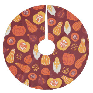 Jupon De Sapin En Polyester Brossé Merci Citrouille Brown Motif sans Seamless.
