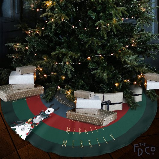 Jupon De Sapin En Polyester Brossé "Merrily Merrily Merrily" Llama d'âne et mouton