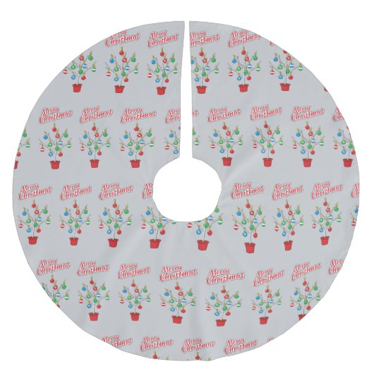 Jupon De Sapin En Polyester Brossé Merry Christmas (Devant)