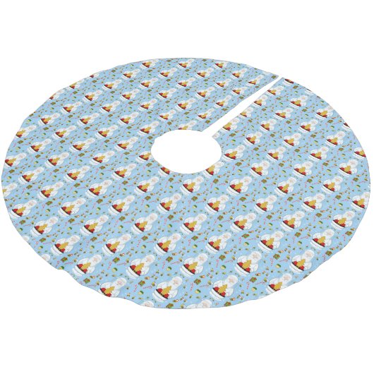 Jupon De Sapin En Polyester Brossé Merry Christmas Beekeeper Pattern (Angle)