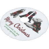 Jupon De Sapin En Polyester Brossé Merry Christmas Dogs (Angle)