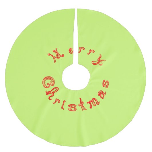 Jupon De Sapin En Polyester Brossé Merry Christmas Red Fabric Font Light Green (Devant)
