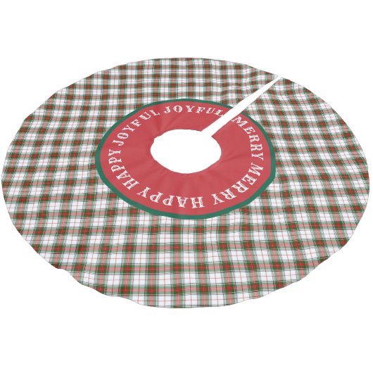 Jupon De Sapin En Polyester Brossé MERRY Words Scottish Tartan (Angle)