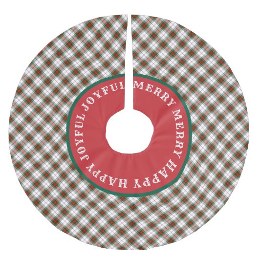 Jupon De Sapin En Polyester Brossé MERRY Words Scottish Tartan (Devant)