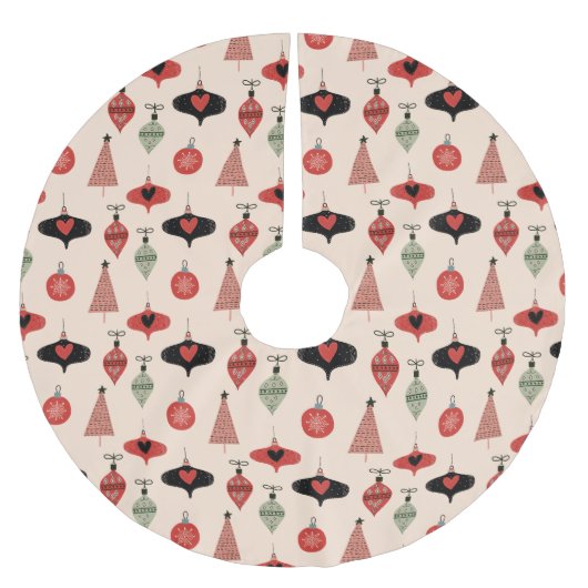 Jupon De Sapin En Polyester Brossé Mid Century Modern Christmas Pattern  (Devant)