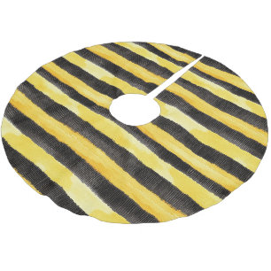 Jupon De Sapin En Polyester Brossé Miel Abeille Noir Or Jaune Noël