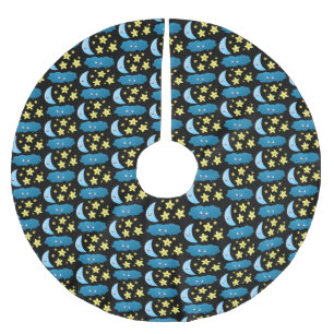 Jupon De Sapin En Polyester Brossé Mignons étoiles chantant, lune et bande dessinée d