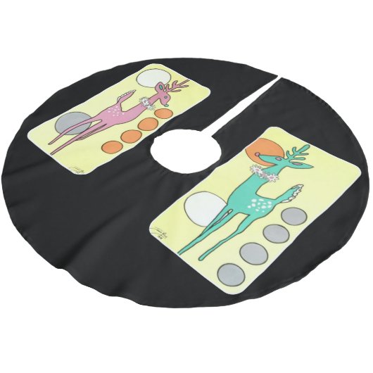 Jupon De Sapin En Polyester Brossé Milieu du siècle moderne rennes de Noël Abstraits (Angle)