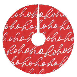 Jupon De Sapin En Polyester Brossé Minimaliste Ho Ho Ho Texte Red Holiday Motif