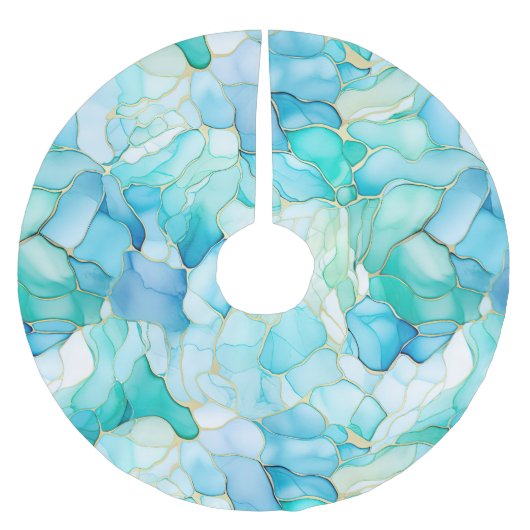 Jupon De Sapin En Polyester Brossé Mint Aqua Pearl Marbre or (Devant)