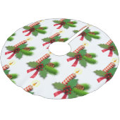 Jupon De Sapin En Polyester Brossé Mistletoe et bougies (Angle)
