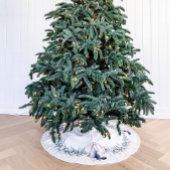 Jupon De Sapin En Polyester Brossé Mistletoe et boules d'argent blanc