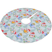Jupon De Sapin En Polyester Brossé Modèle de Hiboux de Noël (Angle)