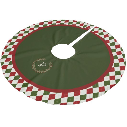 Jupon De Sapin En Polyester Brossé Modèle de Jacquard de Monogramme rouge vert (Angle)