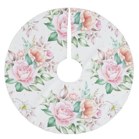 Jupon De Sapin En Polyester Brossé Modèle floral classique (Devant)