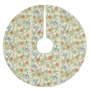 Jupon De Sapin En Polyester Brossé Modèle sans couture de treillis à oiseaux et roses