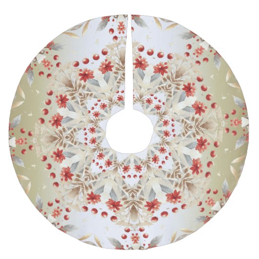 Jupon De Sapin En Polyester Brossé Modern Holiday Flowers Tree Skirt (Devant)