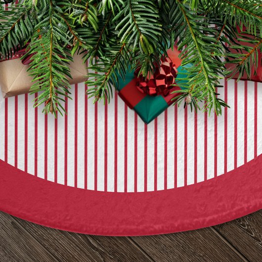 Jupon De Sapin En Polyester Brossé Modern Red Stripes Christmas