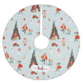 Jupon De Sapin En Polyester Brossé Moderne du milieu du siècle | Monogramme de Noël (Devant)