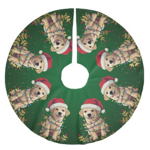 Jupon De Sapin En Polyester Brossé Moderne joyeux Lab arbre de Noël motif chiot chien