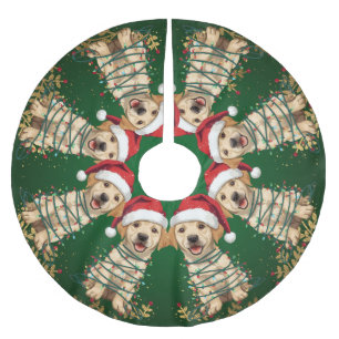 Jupon De Sapin En Polyester Brossé Moderne joyeux Lab arbre de Noël motif chiot chien