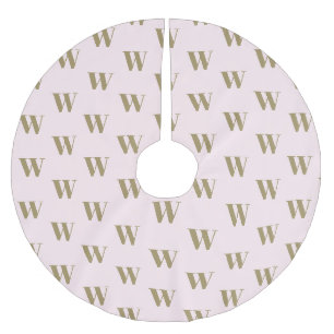 Jupon De Sapin En Polyester Brossé Moderne monogramme or blush rose personnalisé init
