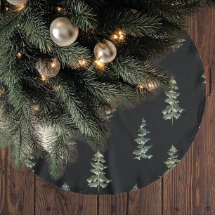 Jupon De Sapin En Polyester Brossé Moderne Noël à l'aquarelle sombre 
