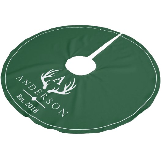 Jupon De Sapin En Polyester Brossé Moderne Rustique élégant cerf blanc Antlers & vert (Angle)