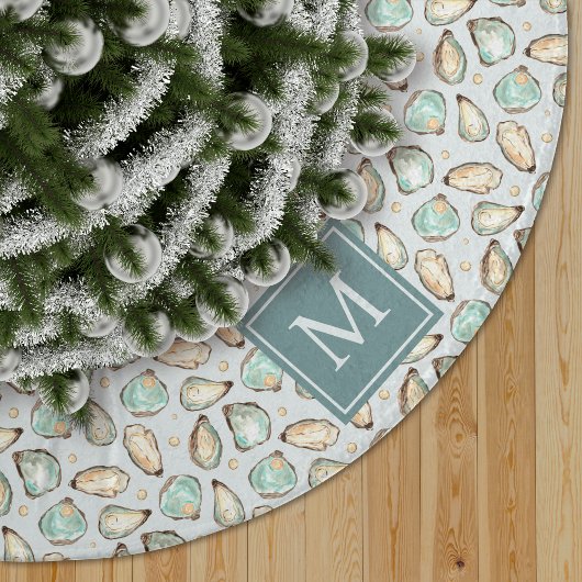 Jupon De Sapin En Polyester Brossé Monogram Coastal Oyster Shell