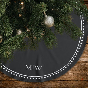 Jupon De Sapin En Polyester Brossé Monogramme de couples minimaliste noir pour les fê