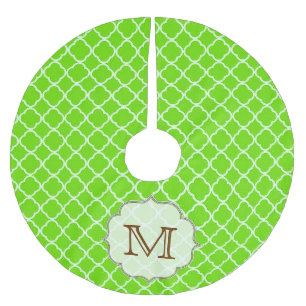 Jupon De Sapin En Polyester Brossé Monogramme de demi-feuille vert de chaux Jupe d'ar