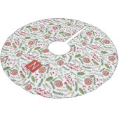 Jupon De Sapin En Polyester Brossé monogramme de Noël cardinal cône de pin (Angle)