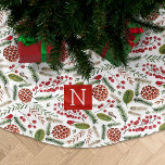 Jupon De Sapin En Polyester Brossé monogramme de Noël cardinal cône de pin<br><div class="desc">Monographie de Noël cardinal de cône de pin tout-en-dessus. Oeuvre originale de Caroline Bonne Müller.</div>