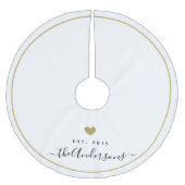 Jupon De Sapin En Polyester Brossé Monogramme de nom de famille à cœur doré moderne (Devant)