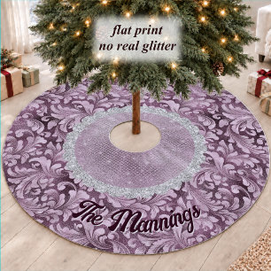 Jupon De Sapin En Polyester Brossé Monogramme de rose florale violette dorée chic et
