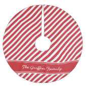 Jupon De Sapin En Polyester Brossé Monogramme des bandes de preppy rouge et blanc (Devant)