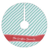 Jupon De Sapin En Polyester Brossé Monogramme des rayures rouges et aqua Preppy (Devant)