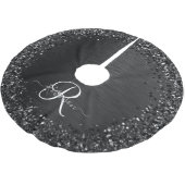 Jupon De Sapin En Polyester Brossé Monogramme d'étincelle à Parties scintillant noire (Angle)