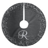 Jupon De Sapin En Polyester Brossé Monogramme d'étincelle à Parties scintillant noire (Devant)
