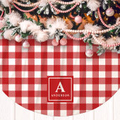 Jupon De Sapin En Polyester Brossé Monogramme En vichy Rouge Et Blanc