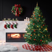 Jupon De Sapin En Polyester Brossé Monogramme En vichy Rouge Et Blanc