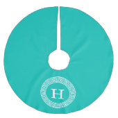 Jupon De Sapin En Polyester Brossé Monogramme initial turquoise Wht Key grecque (Devant)
