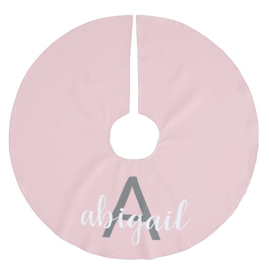 Jupon De Sapin En Polyester Brossé Monogramme Moderne Rose Fardé (Devant)