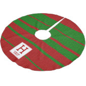 Jupon De Sapin En Polyester Brossé Monogramme Motif de Tricot vert rouge (Angle)