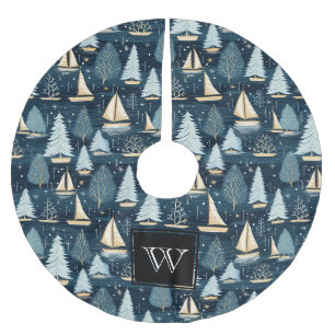 Jupon De Sapin En Polyester Brossé Monogramme Nautique