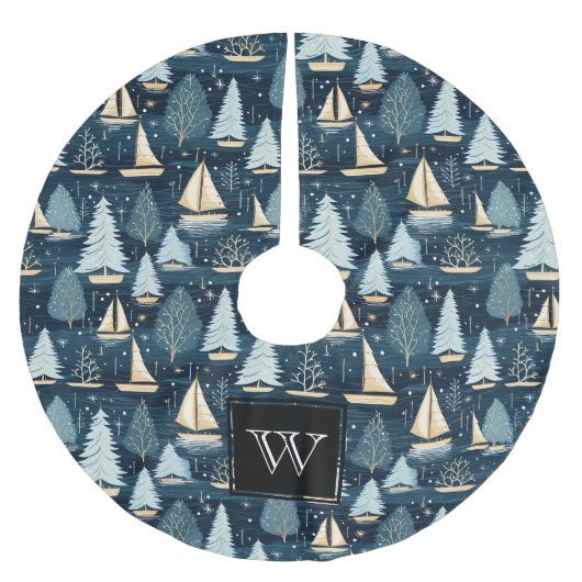 Jupon De Sapin En Polyester Brossé Monogramme Nautique (Devant)