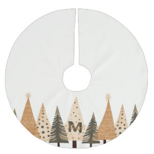 Jupon De Sapin En Polyester Brossé Monogramme neutre des forêts d'hiver